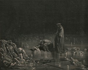 Poi afferrando il suo cuoio capelluto, gridai: Dì il tuo nome, o non resterà un capello da Gustave Dore