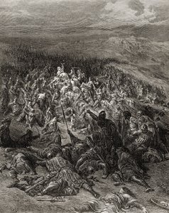 Duecento cavalieri attaccano ventimila saraceni, illustrazione da 