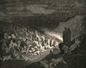 Incessante era il gioco delle mani misere, c1890 da Gustave Dore