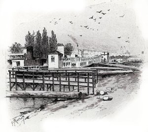 Atelier di riparazione dei battelli omnibus (Bateau-bus) a Parigi da Gustave Fraipont