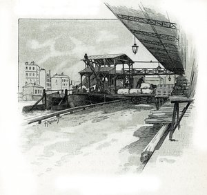Docks del porto di La Villette, Parigi da Gustave Fraipont