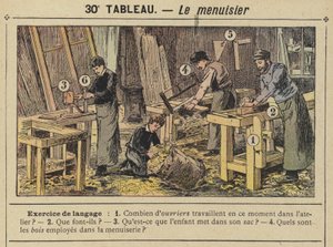 Il falegname (litografia a colori) da Gustave Fraipont