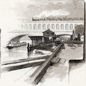 Il viadotto del Point du Jour, Boulogne-Billancourt. Disegno di Gustave Fraipont (1849-1923) tratto da Saint-Juirs da Gustave Fraipont