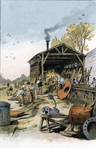 Riparazioni di barche nella fucina di Point du Jour vicino a Boulogne-Billancourt da Gustave Fraipont