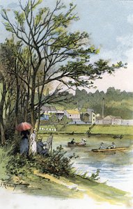 Passeggiata domenicale sulla Senna a Bas-Meudon (Meudon-sur-Seine) Disegno di Gustave Fraipont (1849-1923) da Saint-Juirs