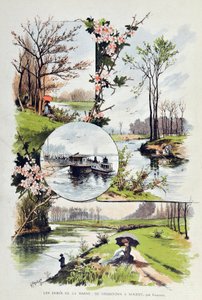 La riva della Marna: da Charenton a Nogent nel 1887. Illustrazione di Gustave Fraipont (1849-1923). Incisione del 1887 in 