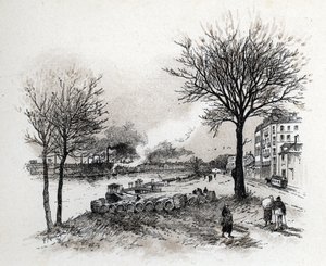 Veduta di Ivry sur Seine (Ivry-sur-Seine) Disegno di Gustave Fraipont (1849-1923) da Saint-Juirs
