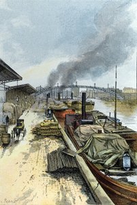 Veduta del Canal de la Villette a Parigi da Gustave Fraipont