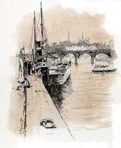 Veduta della compagnia Seine et Thames i cui battelli collegano Parigi e Londra da Gustave Fraipont