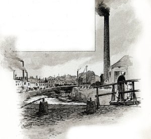 Vista del letto asciutto del canale Saint-Martin durante il periodo di pulizia. Disegno di Gustave Fraipont (1849-1923) tratto da 