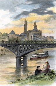 Veduta della passerella di Passy (ora ponte di Bir-Hakeim) a Parigi
