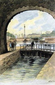 Veduta della chiusa del Canal Saint Martin a Parigi