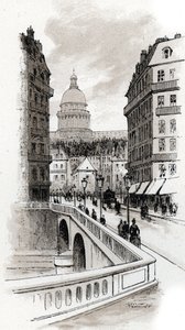 Veduta della rue de Bellay e della cupola del Pantheon, Parigi da Gustave Fraipont