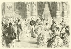 Ballare la quadriglia a un ballo di corte imperiale francese (incisione) da Gustave Janet