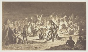 Senza titolo [Dipinto dei falò al Camp de Chalons di Bénédict Masson], 1857 da Gustave Le Gray