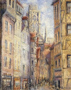 Rouen, una strada vicino alla chiesa, c.1920 da Gustave Loiseau