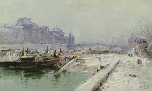 Ile de la Cité sotto la neve da Gustave Madelein