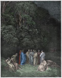 Inferno, Canto 4: Omero, i poeti e gli eroi nel Limbo, illustrazione dalla Divina Commedia di Dante Alighieri, 1885 da Gustave after Dore