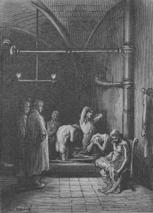 La toilette in un rifugio da Gustave after Dore