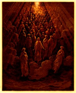 Gli angeli nel pianeta Mercurio, illustrazione da The Dore Gallery, pubblicato c.1890 da Gustave after Dore