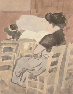 Una donna e una giovane ragazza in un interno di chiesa da Gwen John