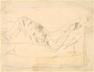Ragazza sdraiata su un letto da Gwen John