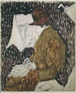 Profilo di una donna in un vagone ferroviario da Gwen John