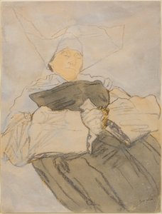 Monaca addormentata, 1916-18 circa (carboncino, acquerello e gouache) da Gwen John