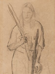 Ragazza in piedi con un palo di legno in mano