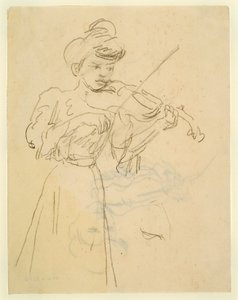 Donna in piedi che suona il violino da Gwen John