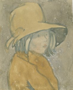 Giovane ragazza con cappello e cappotto marroni da Gwen John