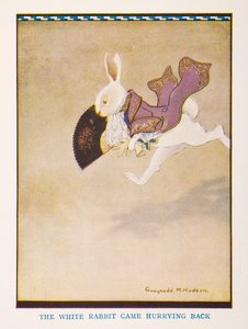 Il Coniglio Bianco tornò di corsa, dal libro per bambini Alice nel Paese delle Meraviglie, raccontato per i bambini da Irene Pearl; le immagini di Gwynedd Hudson da Gwynedd M. Hudson