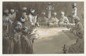 Riunione di uomini da H.C. Louwerse (signed by artist)
