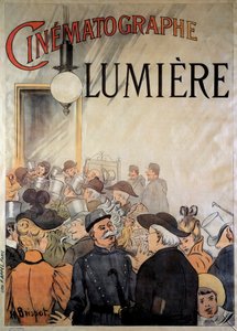 Manifesto per il cinematografo dei fratelli Lumiere al Grand Café nel dicembre 1895 (illustrazione) da H. Brispot