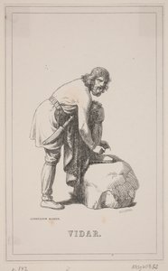 Vidar. Illustrazione per la storia della Danimarca di Fabricius 1, 143.