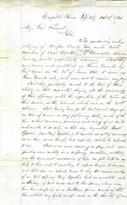 Appello dei membri della Compagnia del Capitano Eppstein, Boonville Home Guards, Prigione del Campidoglio, Jefferson City, al Maggiore Generale Fremont, 1 ottobre 1861