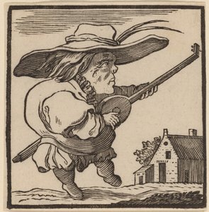Gobbo che suona un liuto da H. Numan after Jacques Callot