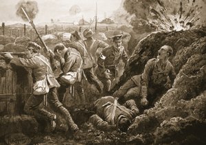 Il sottotenente Hallowes incoraggia i suoi uomini mentre giace mortalmente ferito da H. Ripperger