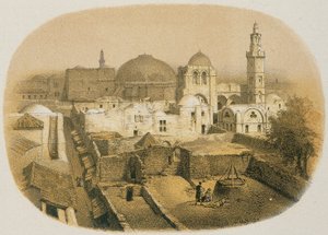 Chiesa del Santo Sepolcro a Gerusalemme. Incisione di Stelzner - Steinkopk J.F. Editore da H. Stelzner