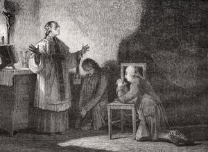 Luigi XVI (1754-93) in preghiera prima della sua esecuzione da H. de la Charlerie