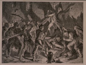 Il massacro nelle prigioni nel settembre 1792, inciso da Jean-Baptiste Charles Carbonneau (n.1815) da H. de la Charlerie