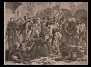Il massacro dei sacerdoti nel settembre 1792, inciso da Charles Maurand