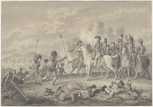 Il Duca di Wellington riceve durante la battaglia di Waterloo due stendardi conquistati ai francesi con aquile, 1815 da Haatje Pieters Oosterhuis