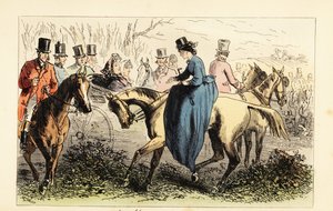 Aristocratico inglese in una carrozza che ignora una stretta di mano da una signora da after Hablot Knight Browne