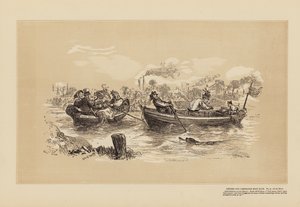 Gara di barche Oxford e Cambridge, n. 2, sul fiume da Hablot Knight (1815 92) Browne