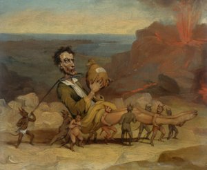 Una caricatura di Edward Bulwer Lytton (1803-1873) da Hablot Knight Browne