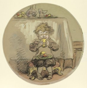 Ragazzo che mangia frutta da Hablot Knight Browne