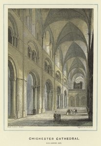 Cattedrale di Chichester, navata che guarda a est da Hablot Knight Browne