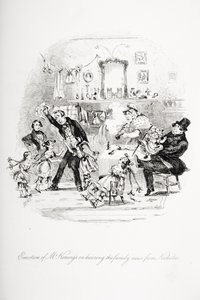Emozione di Mr. Kenwigs nel sentire le notizie di famiglia da Nicholas, illustrazione da 