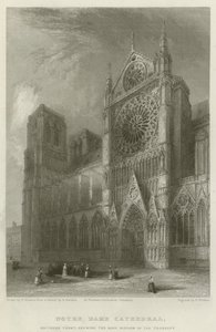 Cattedrale di Notre Dame, facciata sud, con la finestra a rosa del transetto da Hablot Knight Browne